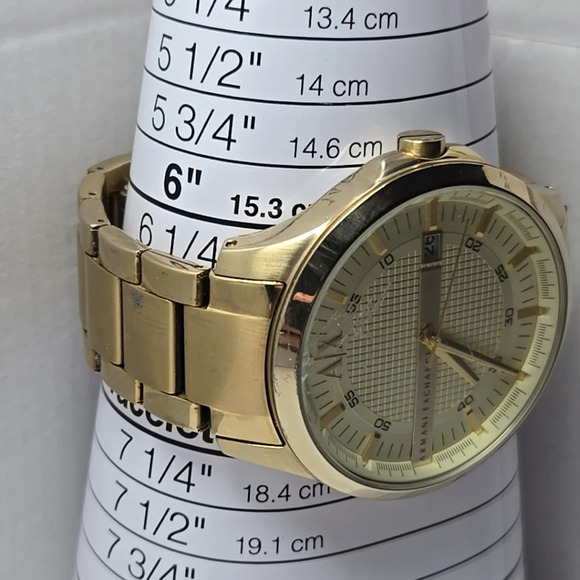 Mens Armani Exchange Hampton AX2132 Date Champagne Gold Plated Watch New Battery - Picture 8 of 11